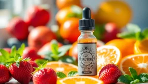 Genießen Sie flüssige Aromen von fruchtigen E-Liquids in einem ansprechenden Setting.