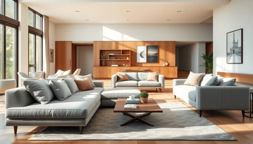 Relaxing sofa beds in a modern living room with natural light and inviting decor.