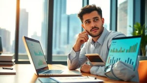 신용카드 현금화 방법을 고민하는 모습의 전문적 직장인