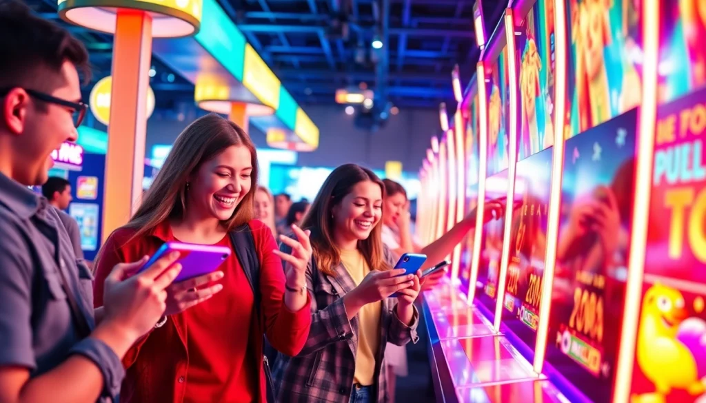 Tashangame players enjoying a thrilling gaming experience on mobile devices, showcasing vibrant colors.