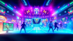 Engaging visual of https://rr88sn.com/ showcasing a vibrant gaming platform with dynamic elements.