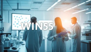 WIN55 research in a modern lab with scientists studying cannabinoids.