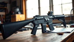 Showcasing the super safety trigger ar15 with detailed craftsmanship and professional tools in a workshop setting.