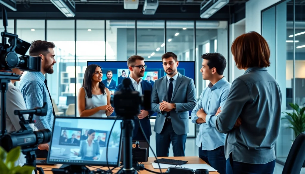 Creating a dynamic Corporate Video Production with a collaborative team in a modern office.