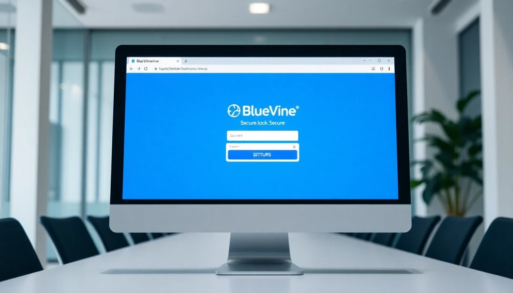 Ensure secure bluevine login on a computer screen showing the HTTPS lock for safety.