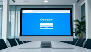 Ensure secure bluevine login on a computer screen showing the HTTPS lock for safety.