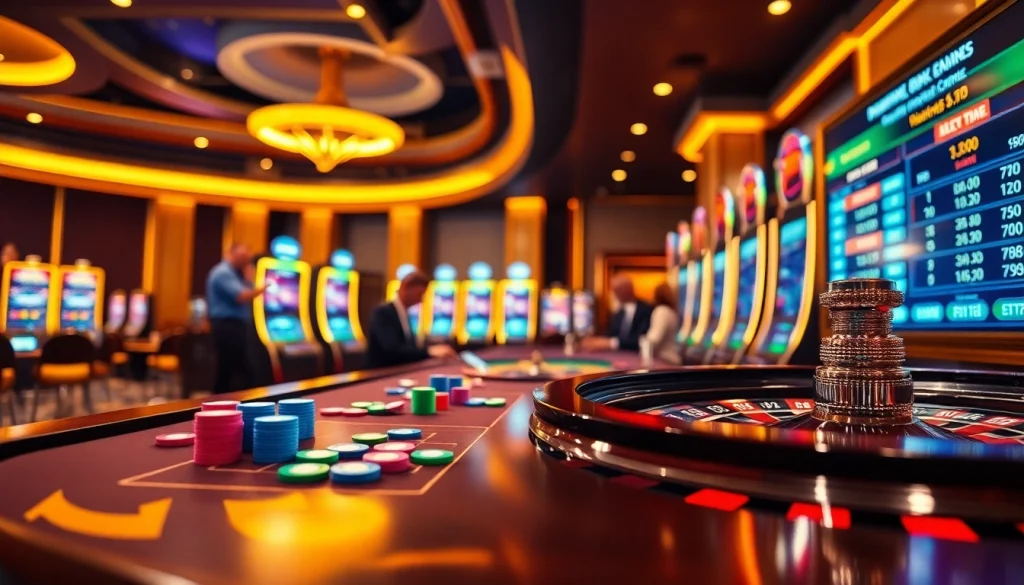 Experience an engaging game at XX88 with vibrant chips and illuminated casino tables.