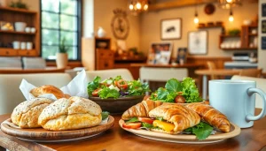 Jelajahi tawaran lezat dari https://kingarthurcafe.com/menu, menampilkan kue-kue segar, sandwich artisan, dan salad yang berwarna-warni.