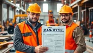 DAS 142 form being reviewed by a contractor at a construction site, highlighting apprenticeship requests.