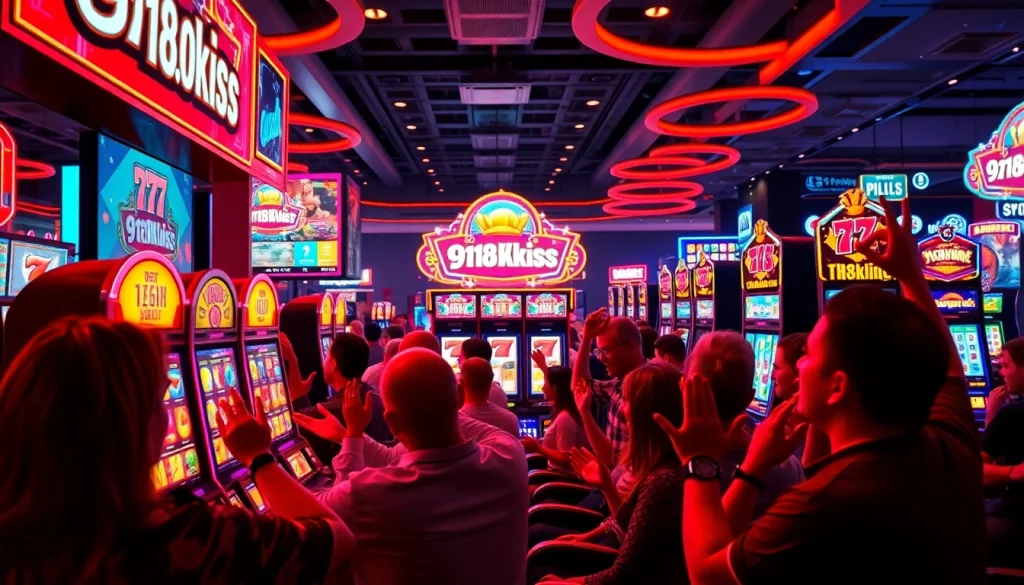ผู้เล่นที่ตื่นเต้นชม 918kiss slot เกมคาสิโนที่มีสีสันสดใสในคาสิโน