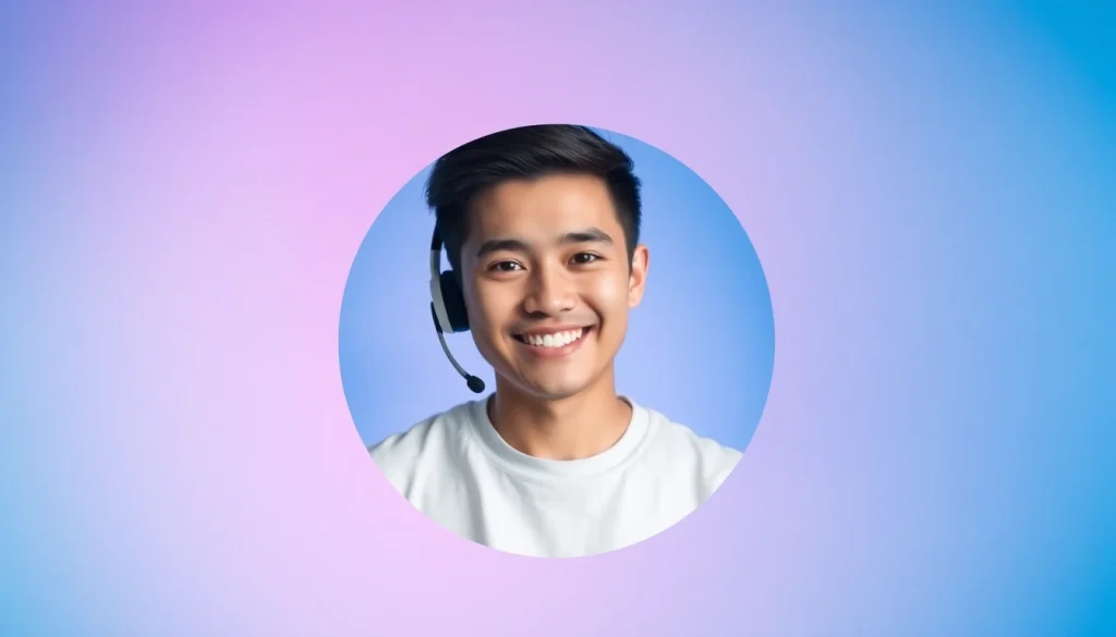 Vibrant whatsapp profile photo featuring a smiling user with a gradient background.
