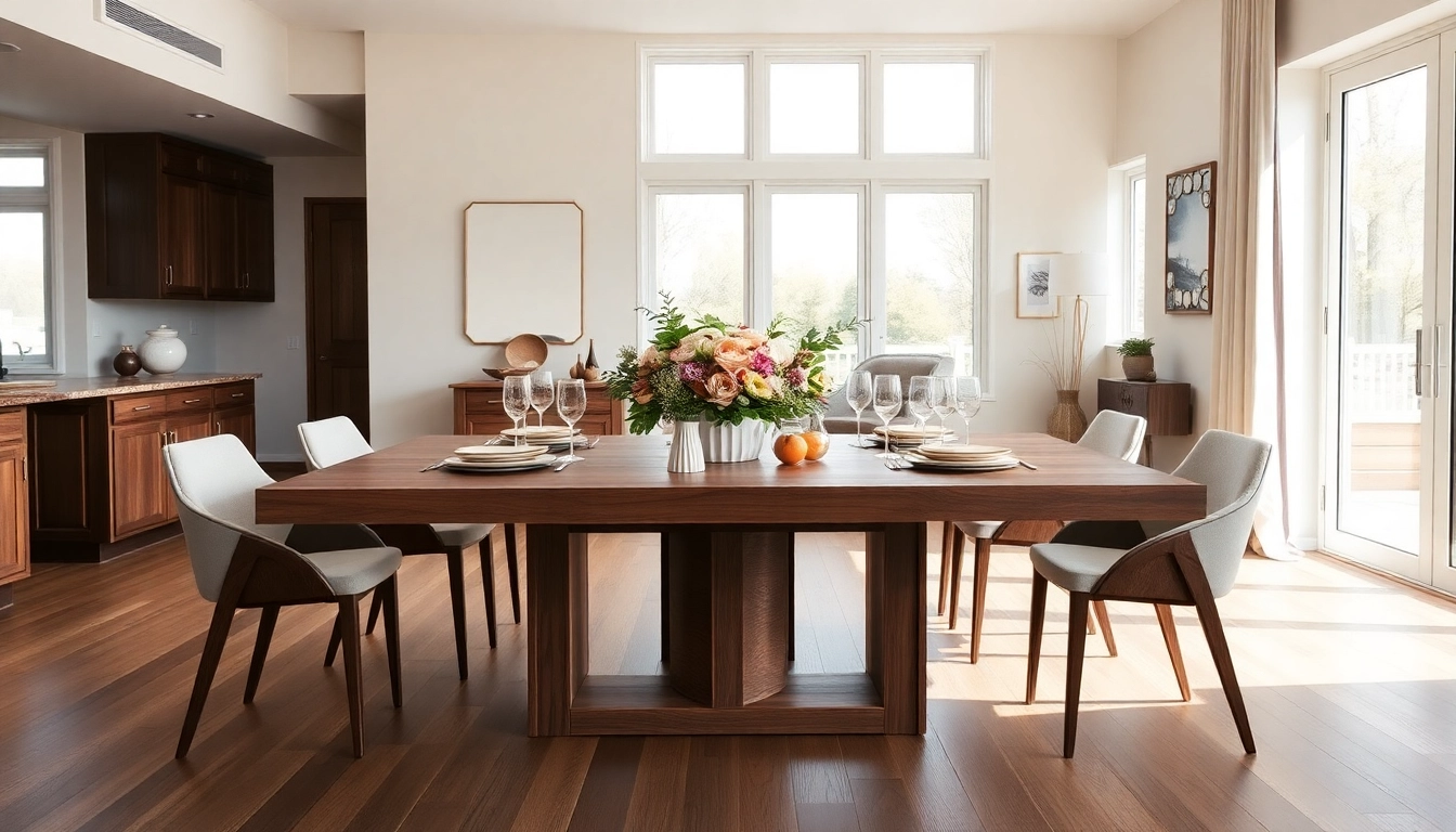 Stylish extension tables set for a festive dining experience in a modern home