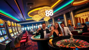 Experience the thrill of Fun88 at a vibrant casino showcasing exciting games and luxury.