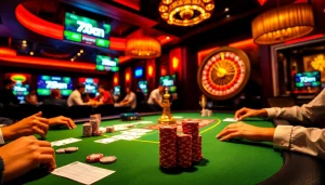 Experience the thrill of gambling with real-time updates from 7m.cn at a bustling casino table.