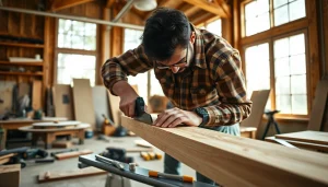 Carpentry Apprenticeship Near Me: Skilled carpenter focused on crafting wood in a bright workshop.