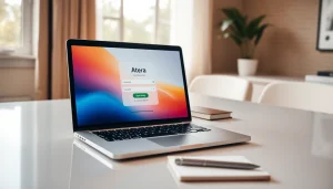 Atera login interface on a laptop screen, illustrating secure access procedures and best practices.