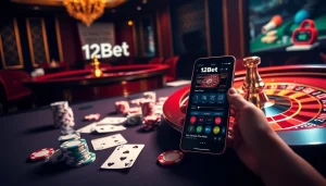 Experience the excitement of online gambling with 12Bet in a sophisticated casino setting.