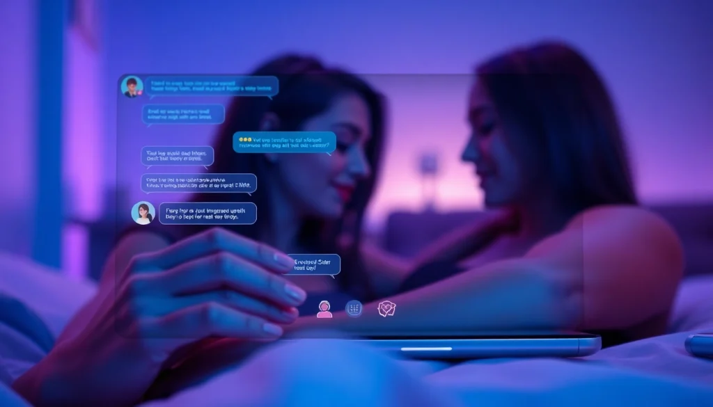 Engaging digital AI chatbot interface for sex AI conversations with vibrant chat bubbles.