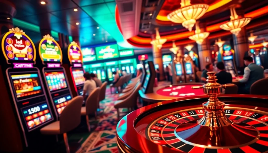 Người chơi tận hưởng nhiều trò chơi tại một casino sang trọng, thể hiện trải nghiệm Bet VIP đầy hứng khởi.