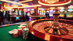 Experience the thrill of net win with vibrant casino gaming elements, including chips and roulette.