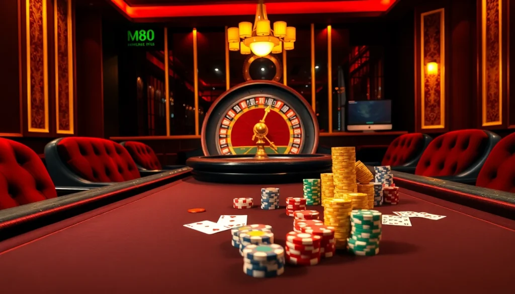 Experience the thrill of gaming at the MM88 casino, featuring vibrant poker tables and slots.