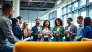 Enhancing workforce development training through collaborative discussions in a modern workspace.