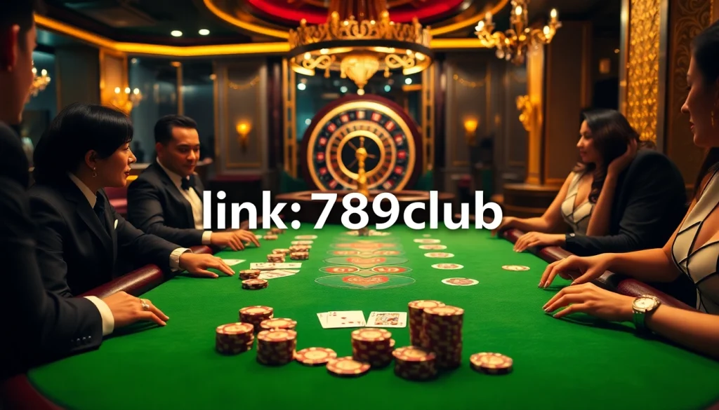 Experience excitement at the link 789club poker table with vibrant chips and cards.