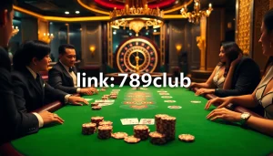Experience excitement at the link 789club poker table with vibrant chips and cards.
