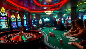 Players strategizing at a casino table, illustrating the hidden wiki concept within a vibrant gambling setting.