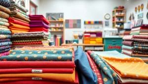 Ontdek de populaire stoffen collectie met een kleurrijke presentatie van diverse stoffen.