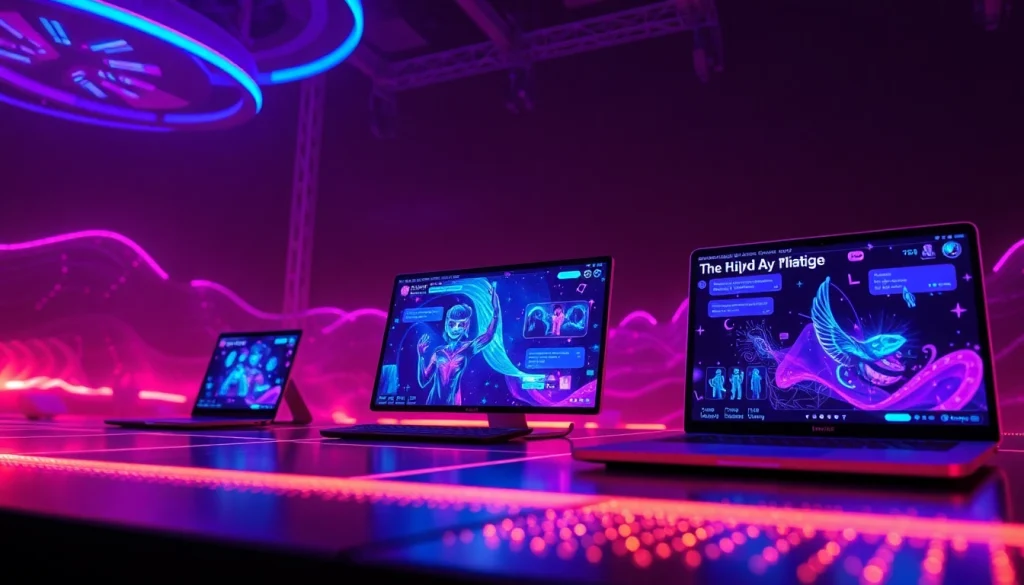 Engaging interface of an nsfw ai platform showcasing vibrant interactions and futuristic avatars.