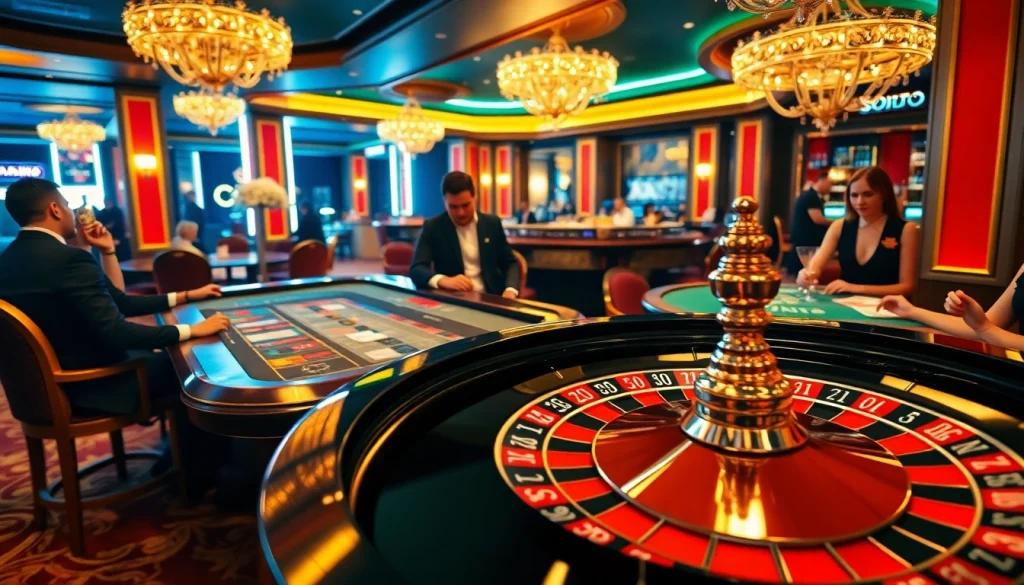Engaging players at SODO CASINO enjoying a vibrant roulette game with colorful chips.