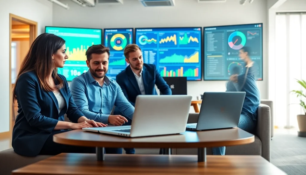 Collaborative team focused on Managed IT service in a vibrant tech office.