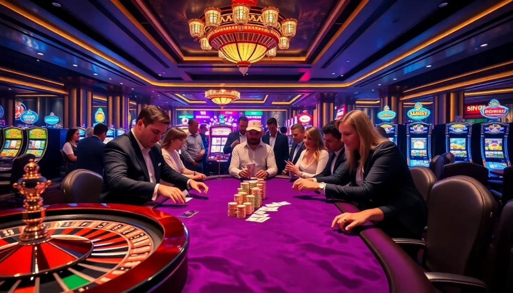 Players strategizing in a thrilling casino atmosphere with nhà cái yo88 poker action.