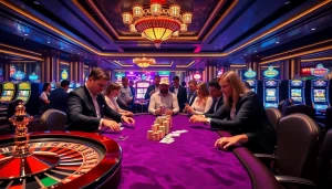 Players strategizing in a thrilling casino atmosphere with nhà cái yo88 poker action.
