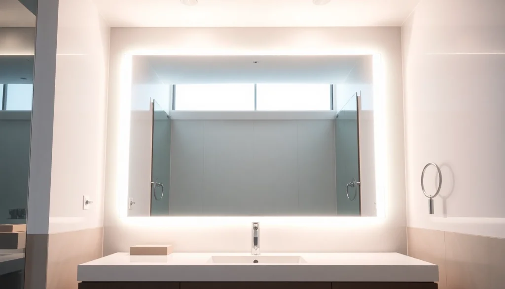 Transform your space with an elegant bathroom mirror featuring stylish LED lights and a polished finish.