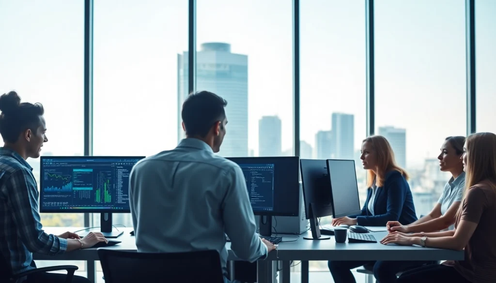 Engaging IT Managed Service Provider Tampa FL team collaborating in a tech-savvy workspace.