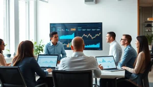 GEO Agentur strategizing in a modern office, showcasing innovative analytics.