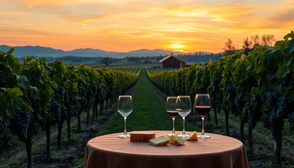 Experience clarksburg wineries with a beautifully arranged wine tasting setup amidst scenic vineyards.