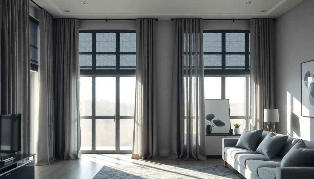Verduisterende gordijnen zorgen voor een stijlvolle en rustige sfeer in de woonkamer.