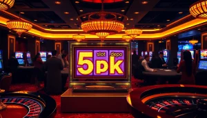 Experience the thrill of slot depo 5k gaming at a premium casino setting with vibrant machines and tables.