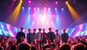Catch the latest bts news with BTS performing live on stage, showcasing their vibrant energy.