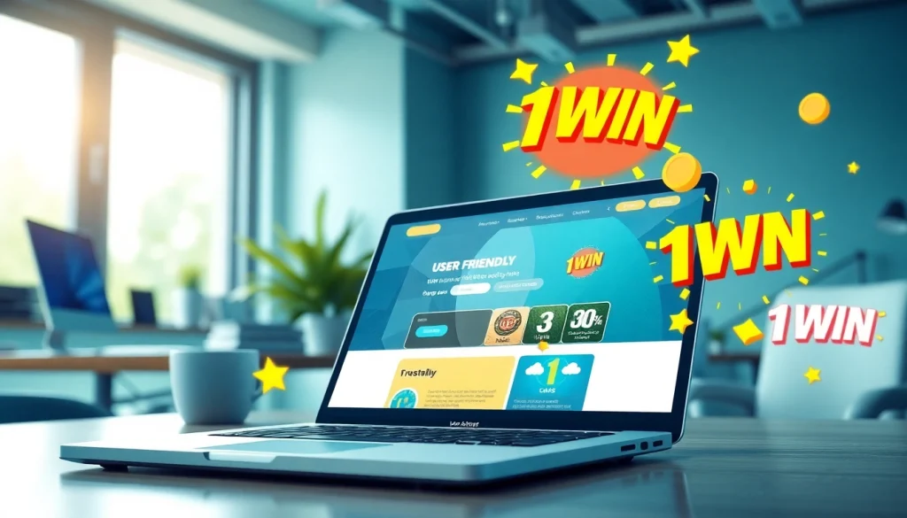 1win bonus təqdim edən müasir veb saytın interaktiv təqdimatı.