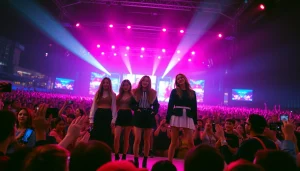 BLACKPINK news showcasing members performing live on stage, capturing their energetic presence.