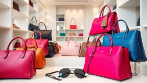 명품 이미테이션 핸드백을 세련된 부티크에서 전시하고 있습니다.