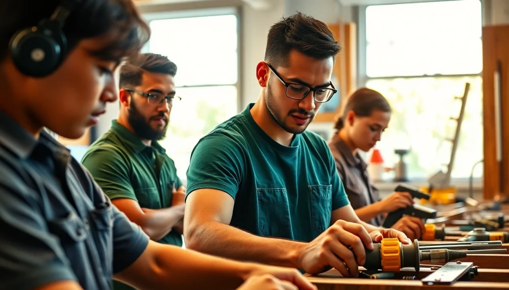 Students at trade schools Oahu actively learning in a dynamic, hands-on environment.