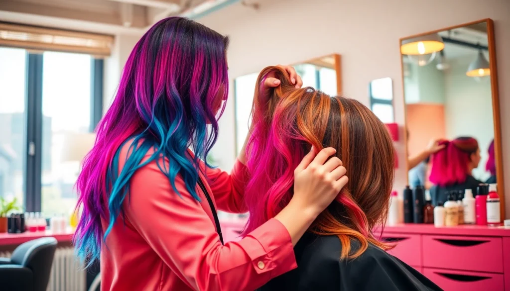 Expert hair stylist bucuresti creating a stunning hairstyle in a chic salon.