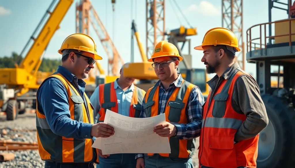 Collaboration among professionals at a construction site in North Carolina, showcasing a construction association north carolina.