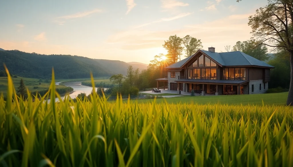 Winding River Farmhouse New Build showcases modern design and natural surroundings.