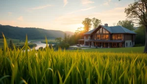 Winding River Farmhouse New Build showcases modern design and natural surroundings.